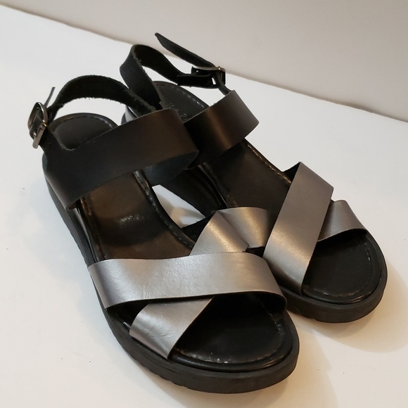 Mila Paoli Black and Silver Platform Sandals 7.5 - Picture 1 of 11